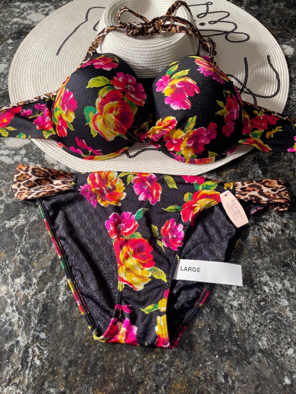 NWOT padded push-up bikini top 38D (36DD) and M or L bottoms